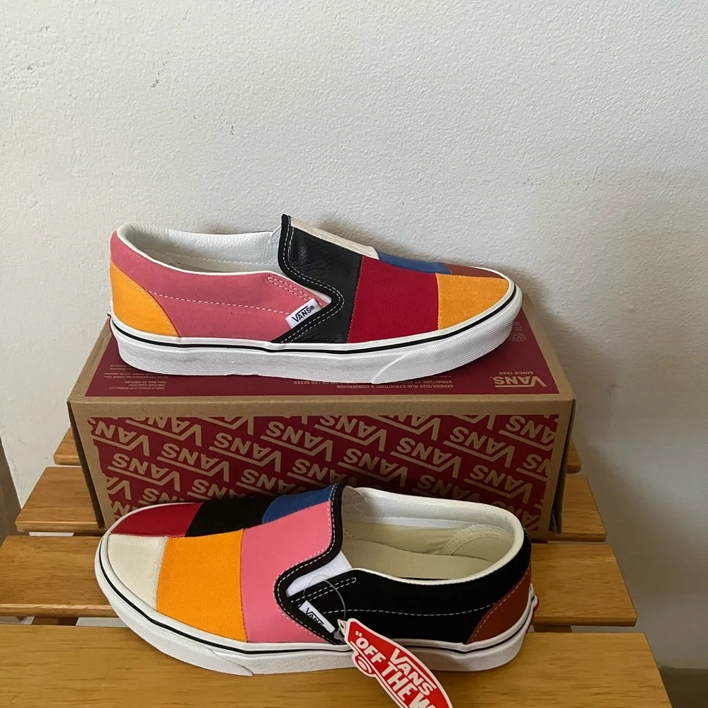 SOLD~VANS Unisex Leather & Suede Patchwork Slip On - Picture 9 of 15